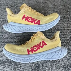 Hoka One One Carbon X 2 Impala Yellow Pink White Running Shoes Women's Size 7.5B